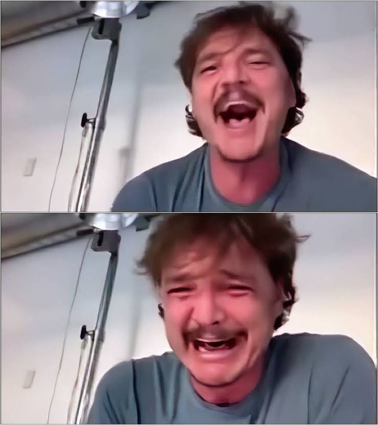 pedro pascal crying meme template