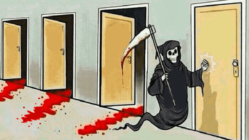 death knocking at the door meme template