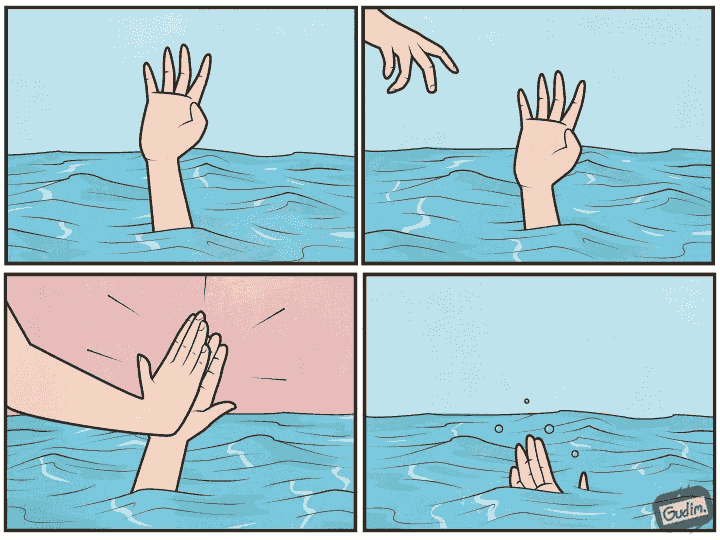 high five drown meme template