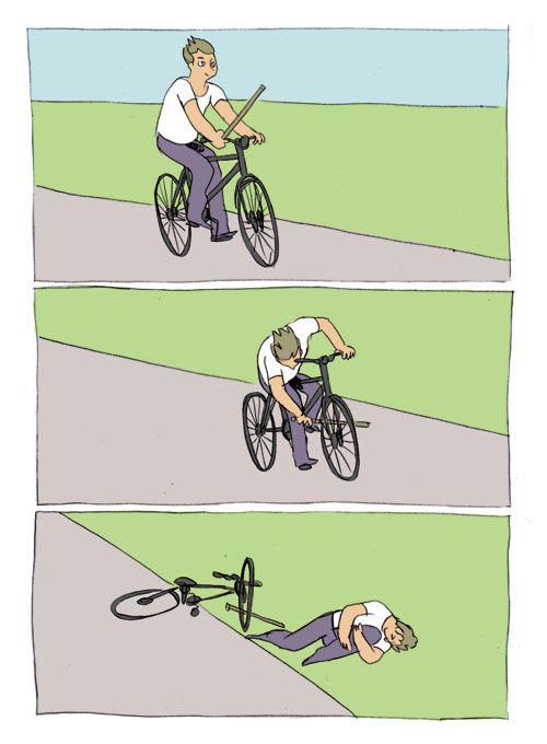 bike fall meme template