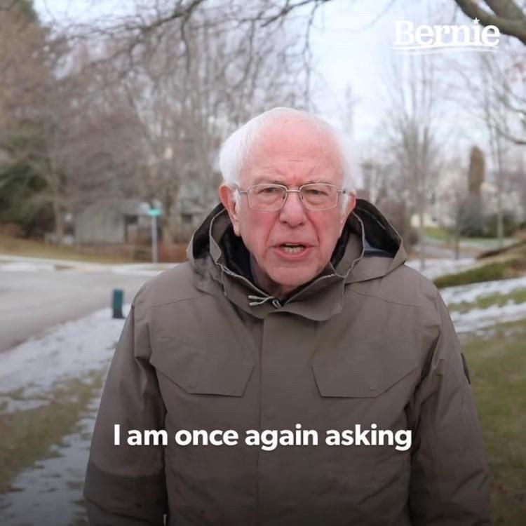 bernie sanders once again asking meme template