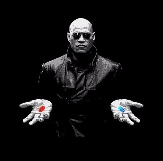 Red pill Blue pill meme template